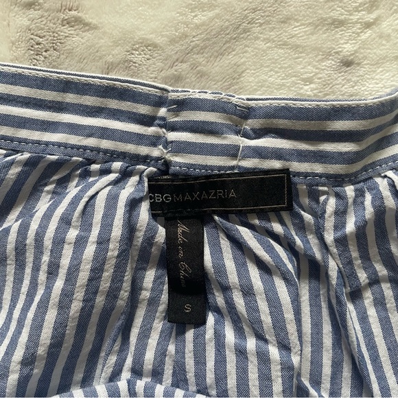 BCBGMaxAzria Blue & White Striped Long Sleeve Off the Shoulder Callison Top Smal - Picture 9 of 10